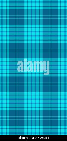 Fiberkarierung Vektor Check, Karneval Textil Schottenstoff. Geometrisches Strukturmuster nahtloser Hintergrund in Cyan- und hellen Farbpalette. Stock Vektor