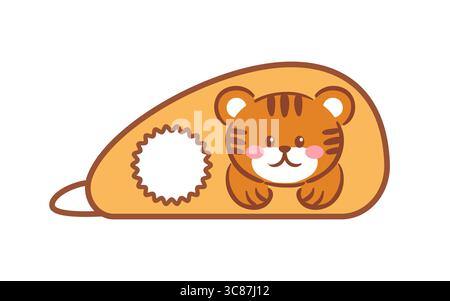 Ein Korrekturband im Kawaii-Stil mit niedlichem Tigerjungen-Design. Der niedliche Charakter verleiht jeder Papierkollektion Charme und korrigiert sie Stock Vektor