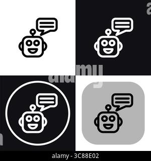 Dieses fröhliche Robotersymbol steht für KI-Unterstützung und Kundenservice. Perfekt für Websites, Apps oder Präsentationen im Zusammenhang mit künstlicher Intelligenz Stock Vektor