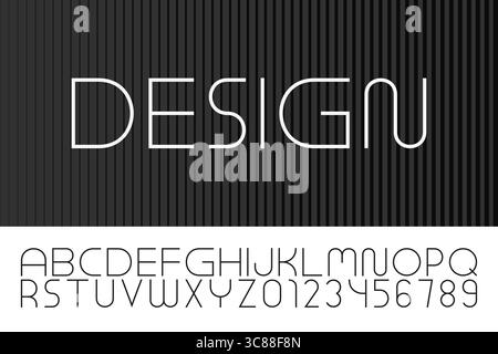 Minimalistische, stilvolle, moderne Schriftart. Futuristisches Vektor-Alphabet. Modernes, kreatives einzeiliges Design. Dünne lateinische Buchstaben Stock Vektor