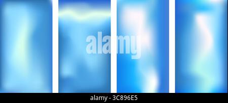 Set mit blauen Verlaufshintergründen. Sanfte Texturen im vertikalen Pool. Abstrakte Abzüge des Weihnachtshimmels für soziale Medien. Schwimmbad mit minimaler Abstufung Stock Vektor