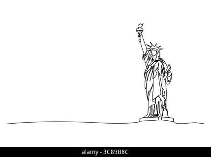 Freiheitsstatue in New York City, Animation mit einzeiliger Zeichnung. Videoclip mit Alphakanal. Stock Vektor