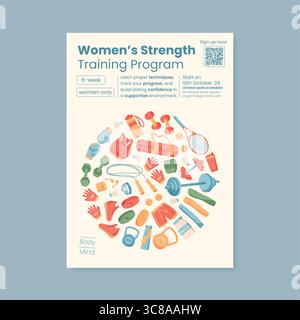 Minimales Fitness Workout Banner Design Stock Vektor