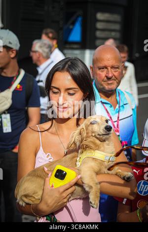 Alexandra Saint Mleux, Freundin von Charles Leclerc Scuderia Ferrari, während des ungarischen GP, Budapest vom 31. Juli bis 4. August 2025. Formel 1 World Champi Stockfoto