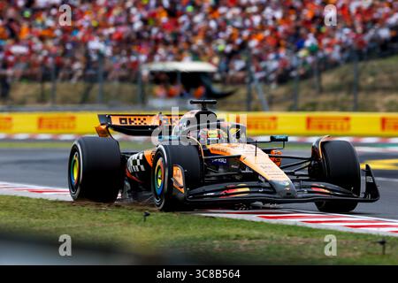 81 PIASTRI Oscar (aus), McLaren F1 Team MCL39, Action während des Formel-1-Grand Prix von Lenovo Ungarn 2025, 14. Runde der FIA Formel-1-Weltmeisterschaft 2025 vom 1. Bis 3. August 2025 auf dem Hungaroring, in Mogyorod, Ungarn - Foto DPPI Stockfoto