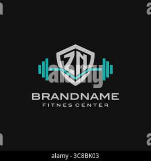 Design mit kreativem Letter ZN-Logo für Fitnessstudio oder Fitness-Vektorgrafik Stock Vektor