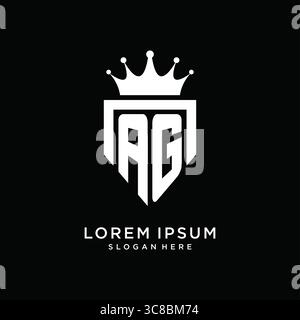 Letter AG Logo Monogramm Emblem Stil mit Krone Form Design Vorlage Vektor Grafik Vektor Grafik Vektor Grafik Stock Vektor