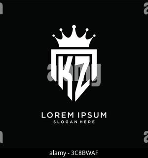 Letter KZ Logo Monogramm Emblem Stil mit Krone Form Design Vorlage Vektor Grafik Vektor Grafik Vektor Grafik Stock Vektor