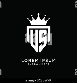 Letter US Logo Monogramm Emblem Stil mit Krone Form Design Vorlage Vektor Grafik Vektor Grafik Vektor Grafik Stock Vektor
