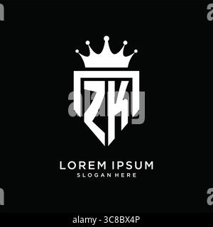 Letter ZK Logo Monogramm Emblem Stil mit Krone Form Design Vorlage Vektor Grafik Vektor Grafik Vektor Grafik Stock Vektor