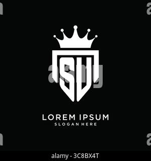 Letter SU Logo Monogramm Emblem Stil mit Kronenform Design Vorlage Vektor Grafik Vektor Grafik Vektor Grafik Stock Vektor