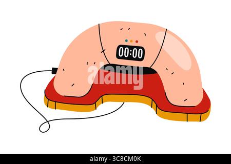 Vector Maniküre Gel polierlampe. Schönheitssalon-Ausrüstung für Nagelpflege. UV- oder LED-Fingernageltrocknungsgerät. Kosmetische Frau glühendes Gerät. Weiblicher Schellack zum Aushärten. Mode, Handpflegeschild. Stock Vektor