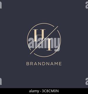 Initial Letter HI-Logo mit einfacher Kreislinie eleganter Optik Vektorgrafik im Monogramm-Logo-Stil Stock Vektor