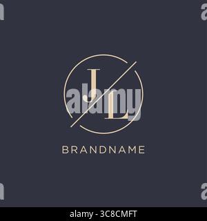 Initial Letter JL-Logo mit einfacher Kreislinie eleganter Optik Vektorgrafik im Monogramm-Logo-Stil Stock Vektor