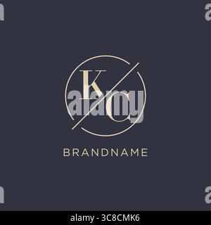 Anfangsbuchstabe KC-Logo mit einfacher Kreislinie eleganter Optik Monogramm-Logo-Vektorgrafik Stock Vektor