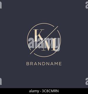 Initial Letter KM-Logo mit schlichter Kreislinie eleganter Optik Vektorgrafik im Monogramm-Logo-Stil Stock Vektor
