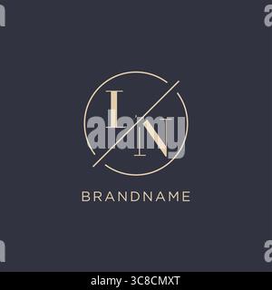 Initial Letter LN-Logo mit einfacher Kreislinie eleganter Optik Vektorgrafik im Monogramm-Logo-Stil Stock Vektor