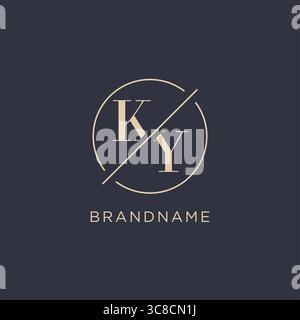 Initial Letter KY-Logo mit einfacher Kreislinie eleganter Optik Vektorgrafik im Monogramm-Logo-Stil Stock Vektor
