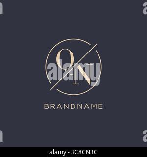 Initial Letter QN-Logo mit einfacher Kreislinie eleganter Optik Vektorgrafik im Monogramm-Logo-Stil Stock Vektor