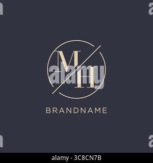 Anfangsbuchstabe MH-Logo mit einfacher Kreislinie eleganter Optik Vektorgrafik im Monogramm-Logo-Stil Stock Vektor