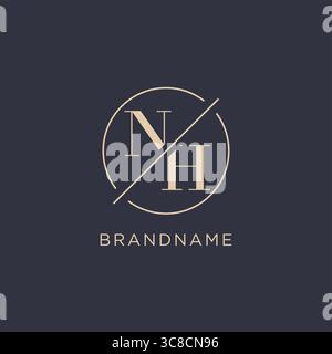 Initial Letter NH-Logo mit einfacher Kreislinie eleganter Optik Vektorgrafik im Monogramm-Logo-Stil Stock Vektor
