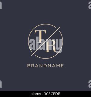 Initial Letter TR-Logo mit einfacher Kreislinie eleganter Optik Vektorgrafik im Monogramm-Logo-Stil Stock Vektor