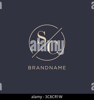 Anfangsbuchstabe SC-Logo mit einfacher Kreislinie eleganter Optik Vektorgrafik im Monogramm-Logo-Stil Stock Vektor