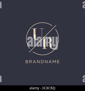 Anfangsbuchstabe UR-Logo mit einfacher Kreislinie eleganter Optik Vektorgrafik im Monogramm-Logo-Stil Stock Vektor