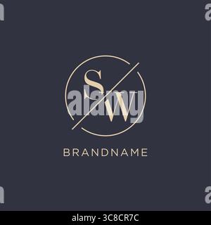 Initial Letter SW-Logo mit einfacher Kreislinie eleganter Optik Vektorgrafik im Monogramm-Logo-Stil Stock Vektor