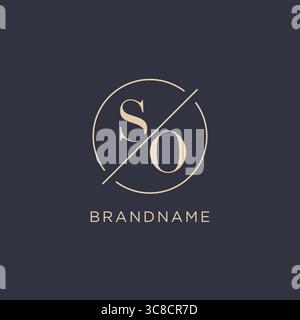 Initial Letter SO Logo mit einfacher Kreislinie eleganter Optik Vektorgrafik im Monogramm-Logo-Stil Stock Vektor