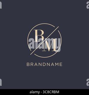 Anfangsbuchstabe RM-Logo mit schlichter Kreislinie eleganter Optik Vektorgrafik im Monogramm-Logo-Stil Stock Vektor