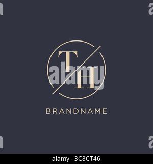 Erster Buchstabe TH-Logo mit einfacher Kreislinie eleganter Optik Vektorgrafik im Monogramm-Logo-Stil Stock Vektor