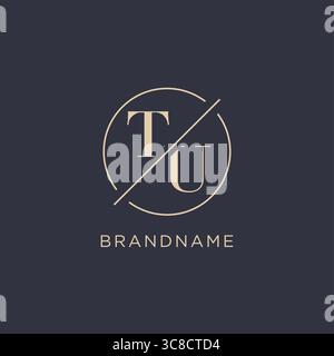 Anfangsbuchstabe TU-Logo mit schlichter Kreislinie eleganter Optik Vektorgrafik im Monogramm-Logo-Stil Stock Vektor