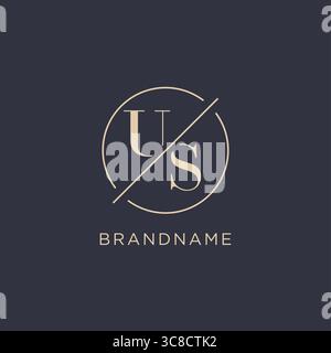 Anfangsbuchstabe US-Logo mit schlichter Kreislinie eleganter Optik Vektorgrafik im Monogramm-Logo-Stil Stock Vektor