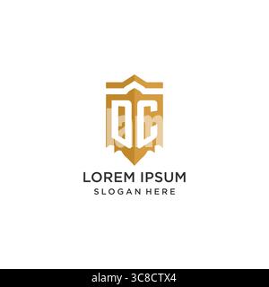 Monogramm DC-Logo mit geometrischer Schildform, elegante Vektorgrafik im luxuriösen Initiallogo-Design Stock Vektor