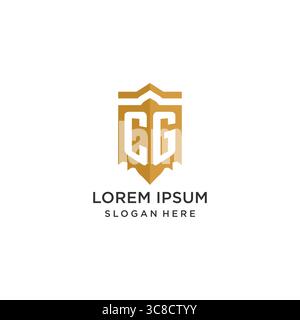Monogramm-CG-Logo mit geometrischer Schildform, elegantes, luxuriöses Initial-Logo-Design-Vektorgrafik Stock Vektor