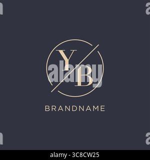 Initial Letter YB-Logo mit einfacher Kreislinie eleganter Optik Vektorgrafik im Monogramm-Logo-Stil Stock Vektor