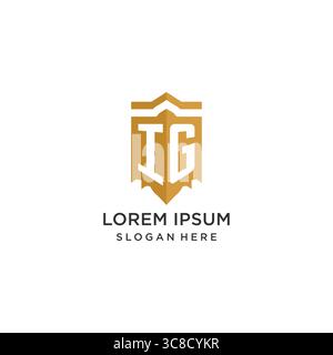 Monogramm IG-Logo mit geometrischer Schildform, elegantes, luxuriöses Initial-Logo-Design-Vektorgrafik Stock Vektor