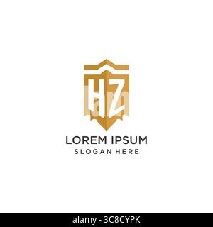 Monogramm-HZ-Logo mit geometrischer Form, elegantes, luxuriöses Logo-Design-Vektorgrafik Stock Vektor