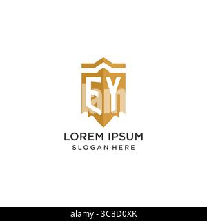 Monogramm-EY-Logo mit geometrischer Schildform, elegante Vektorgrafik im luxuriösen Initial-Logo-Design Stock Vektor