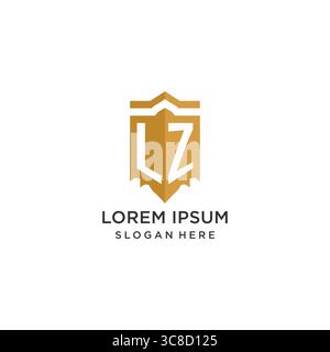 Monogramm LZ-Logo mit geometrischer Schildform, elegantes, luxuriöses Initial-Logo-Design-Vektorgrafik Stock Vektor