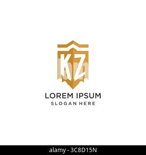 Monogramm-KZ-Logo mit geometrischer Schildform, elegante luxuriöse Initial-Logo-Design-Vektorgrafik Stock Vektor
