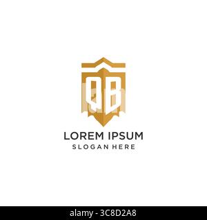 Monogramm QB-Logo mit geometrischer Schildform, elegante luxuriöse Initial-Logo-Design-Vektorgrafik Stock Vektor