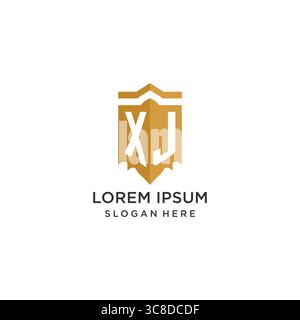 Monogramm-XJ-Logo mit geometrischer Schildform, elegante Vektorgrafik im luxuriösen Initial-Logo-Design Stock Vektor