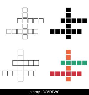 Satz des Konzeptsymbols für Kreuzworträtsel, Kreuzworträtgrafik, Vektorgrafik für Web-Flachvektor. Stock Vektor