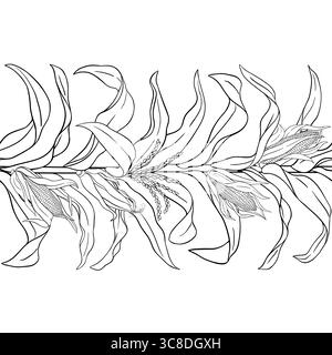 Corn Plant Outline Horizontales Nahtloses Muster. Stock Vektor
