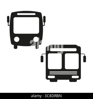 Symbole für den Busverkehr. Symbol für städtisches Fahrzeug. Vektor für öffentliche Verkehrsmittel. Illustration für Stadtreisen. EPS 10. Stock Vektor
