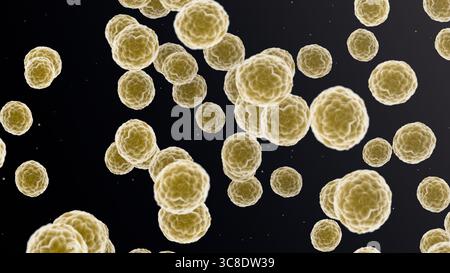 Digitale 3D-Abbildung der Krebszellen im Körper des Menschen Stockfoto