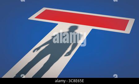 Eine Person steht in einer Sackgasse Stockfoto