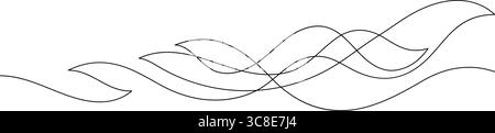Abstrakte gekrümmte Liniengrafik durchgehend dekorativ. Eine Linienzeichnung des Wellenmusters fließender Minimalismus Stock Vektor